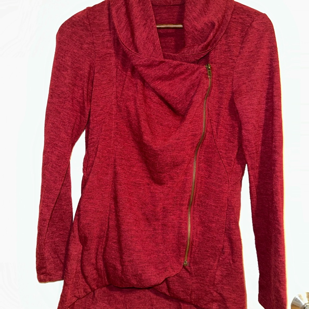 Alessandro Miele Italy Red Asymmetrical Zip Cardigan Jacket Women’s Medium